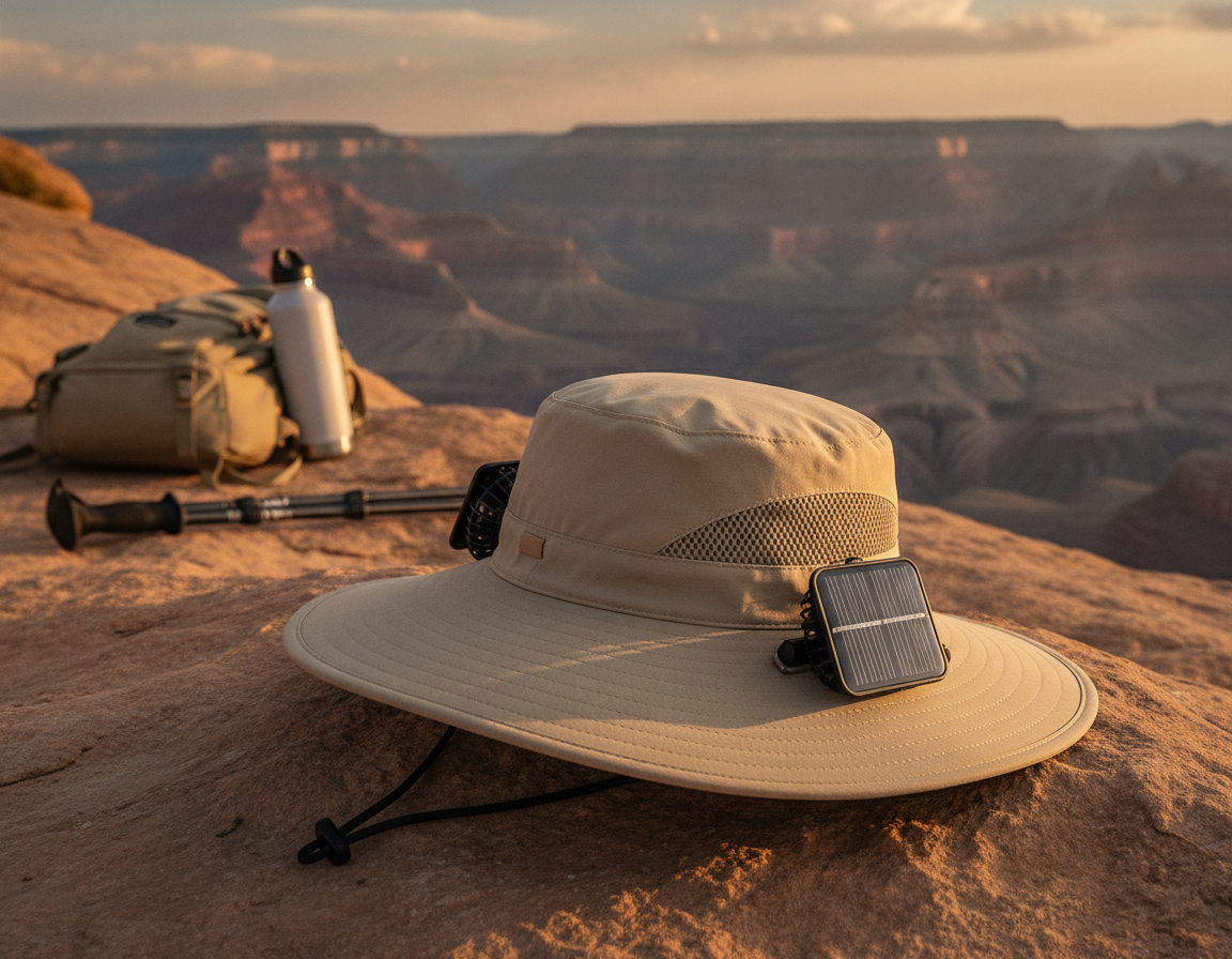 Stay Cool Anywhere. Solar-Powered Cooling Sun Hat.