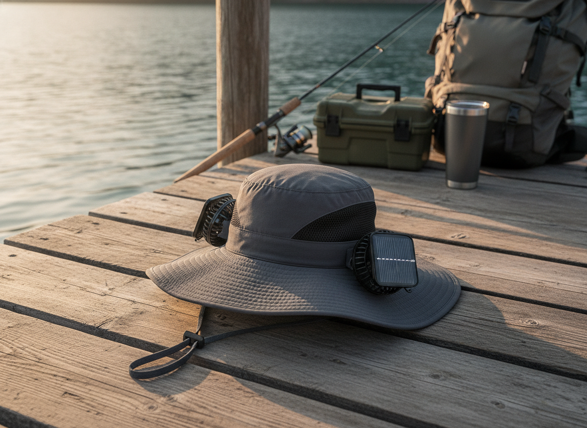 Stay Cool Anywhere. Solar-Powered Cooling Sun Hat.