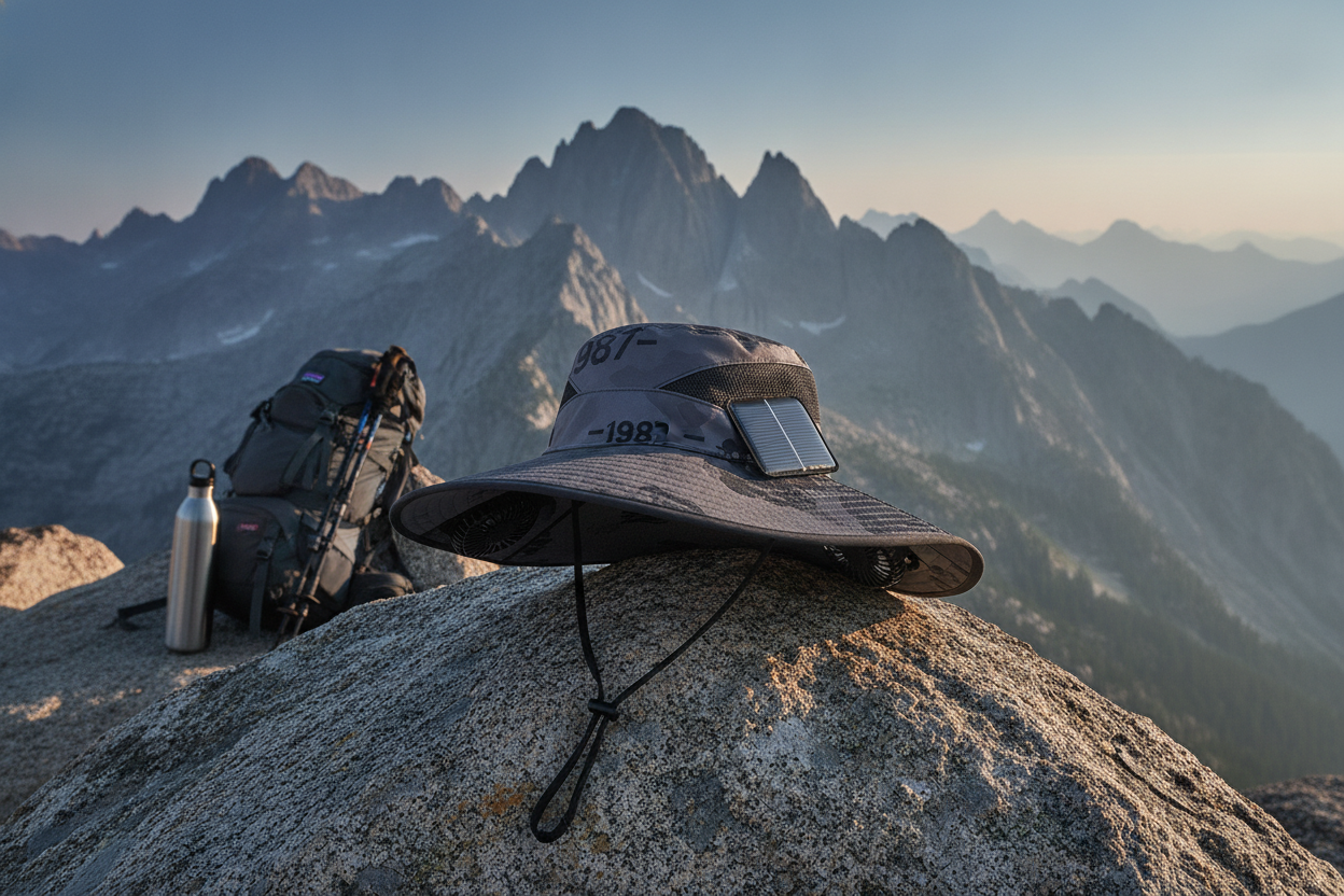 Stay Cool Anywhere. Solar-Powered Cooling Sun Hat.